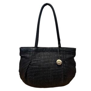 Furla Black Raffia Woven Shoulder Bag